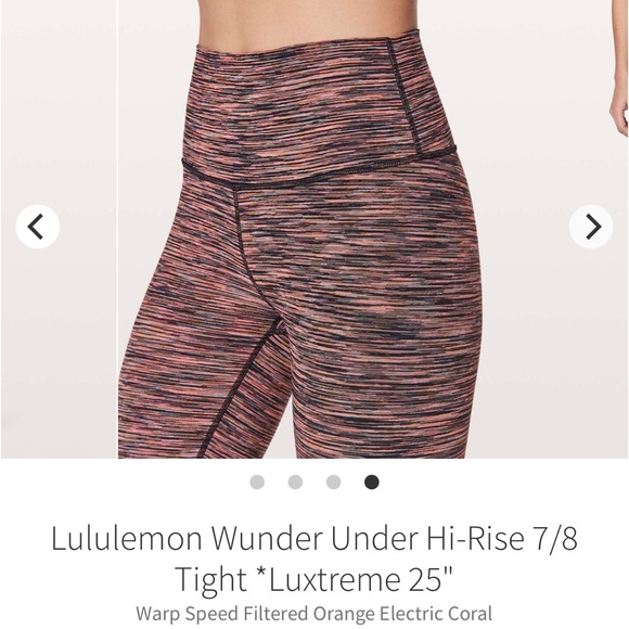 lWunder Under Hi-Rise 7/8 Tight *Luxtreme 25" l Filtered Orange Electric Coral - Picture 2 of 4